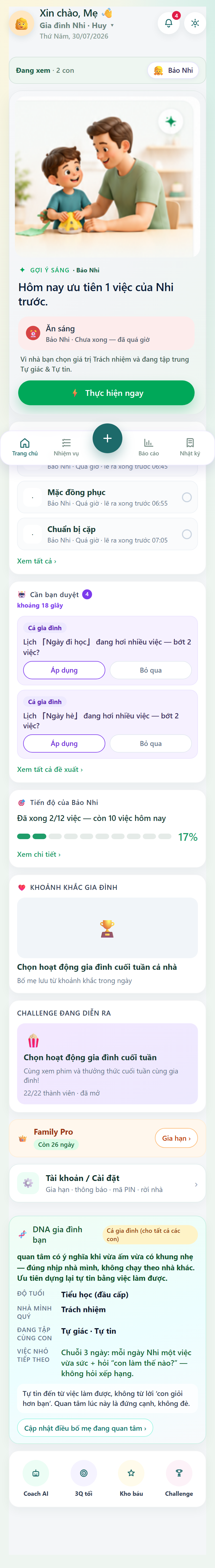 Màn Hôm nay — lịch việc trong ngày
